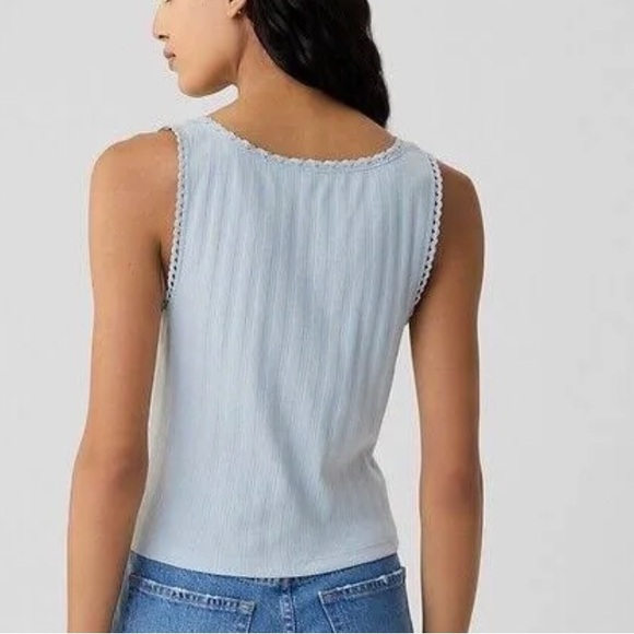 Gap x Doen Pointelle Tank Blue M - Picture 3 of 4